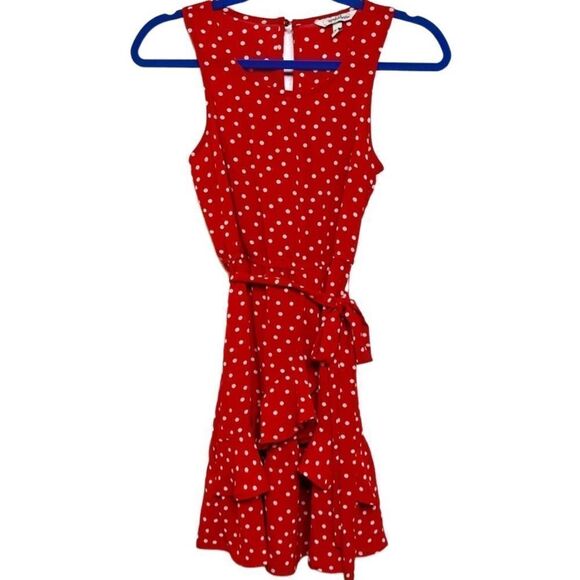Speechless Ruffle Trim Polka Dot Mini Dress Red and White Size XXS - Picture 1 of 5
